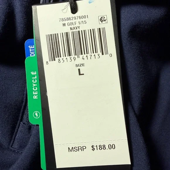 NWT RLX Ralph Lauren Mockneck Techy Terry French Navy Mens L Golf 1/2 Zip $188 - Picture 6 of 8